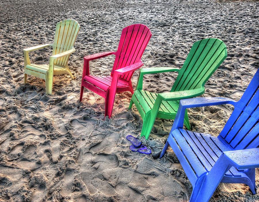 4 Beach Chairs Digital Art by Michael Thomas