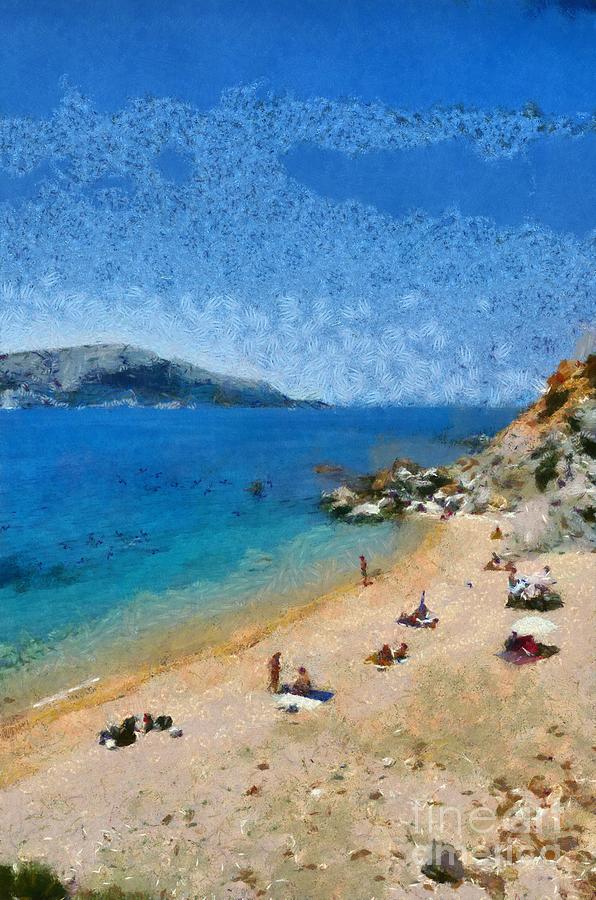 Beach in Legrena #4 Painting by George Atsametakis