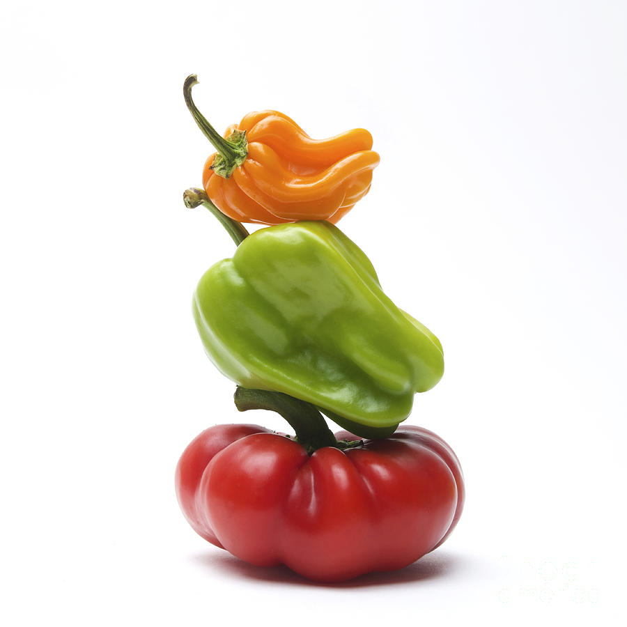 Still Life Photograph - Bell Peppers and Tomatoes #4 by Bernard Jaubert