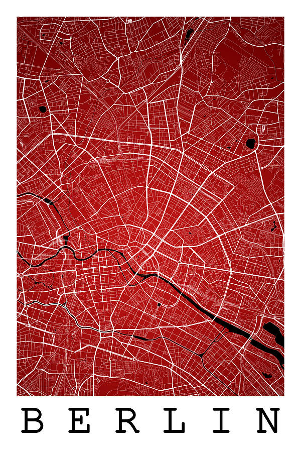 Berlin Digital Art - Berlin Street Map - Berlin Germany Road Map Art on Colored Backg #4 by Jurq Studio