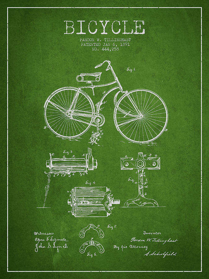 Bicycle Patent Drawing From 1891 Digital Art