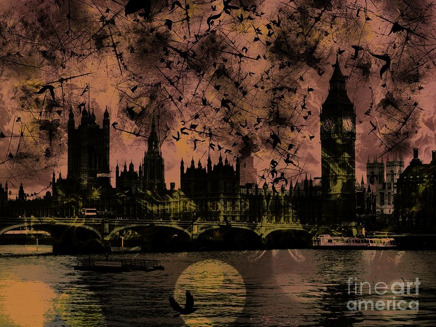 Big Ben on the River Thames #3 Digital Art by Marina McLain