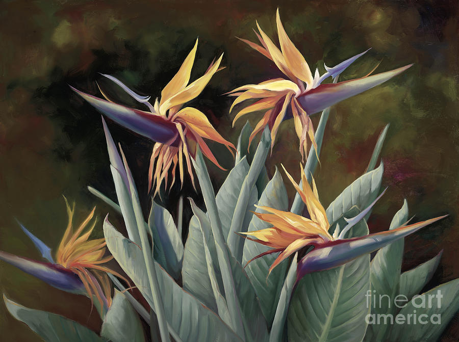 Bird Painting - 4 Birds of Paradise by Laurie Snow Hein
