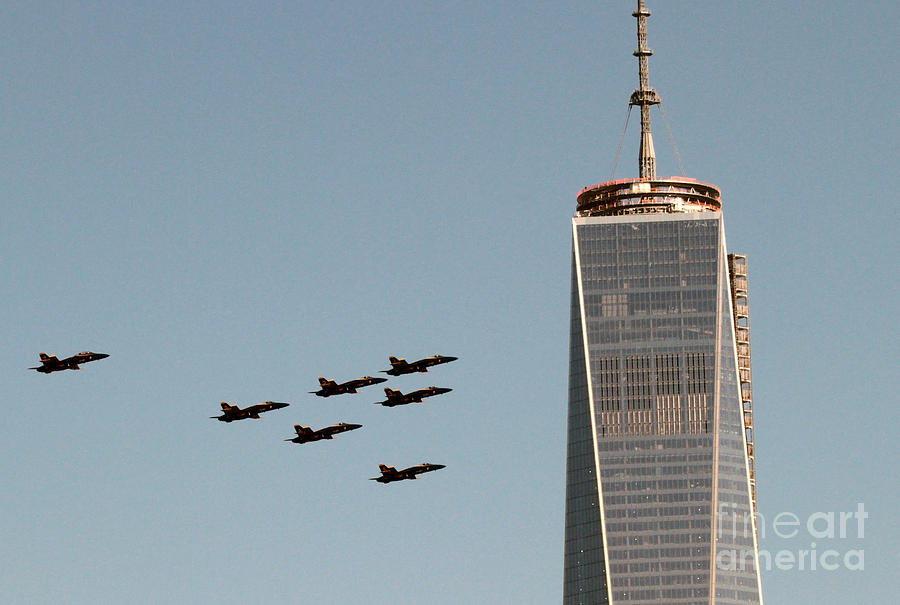Blue Angels flyover WTC #4 Photograph by Steven Spak