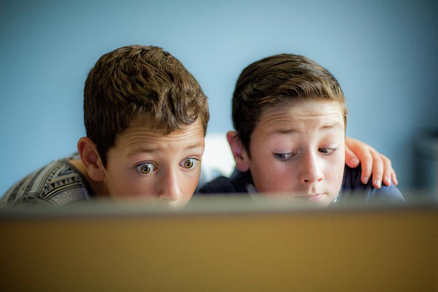 Boys Using Laptop #4 Photograph by Samuel Ashfield