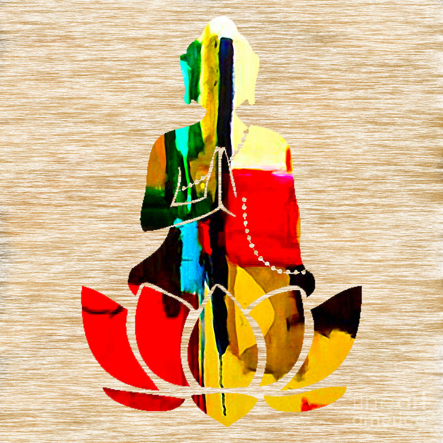 Buddah On A Lotus #3 Mixed Media by Marvin Blaine