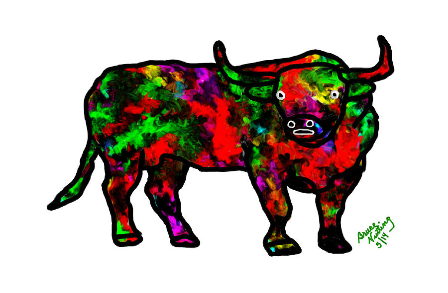Bull a la Fauvism #3 Painting by Bruce Nutting