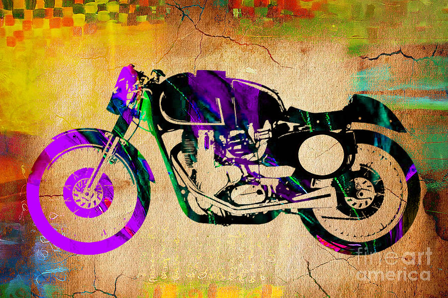 Cafe Racer Motorcycle #4 Mixed Media by Marvin Blaine