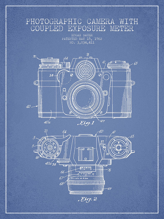 Camera Patent Drawing From 1962 Digital Art
