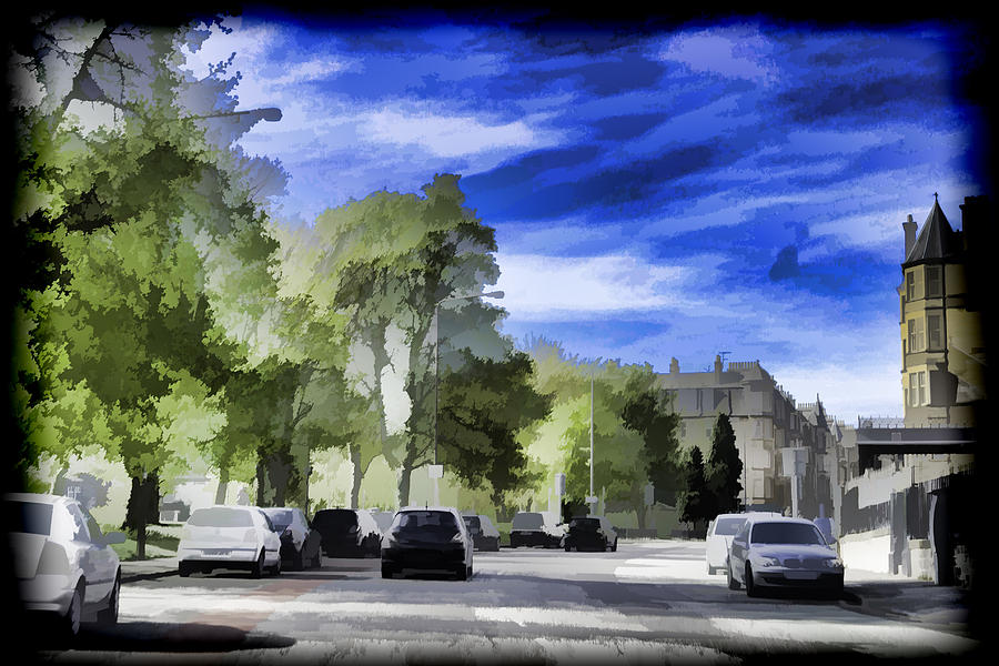Cars on a street in Edinburgh #4 Digital Art by Ashish Agarwal
