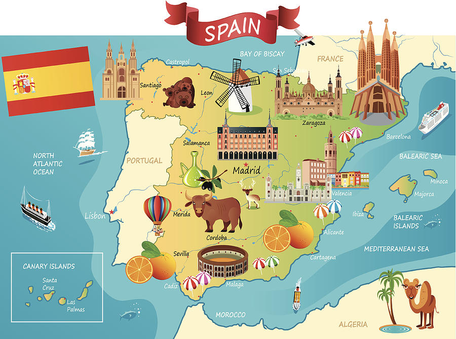 Cartoon map of SPAIN #4 Drawing by Drmakkoy