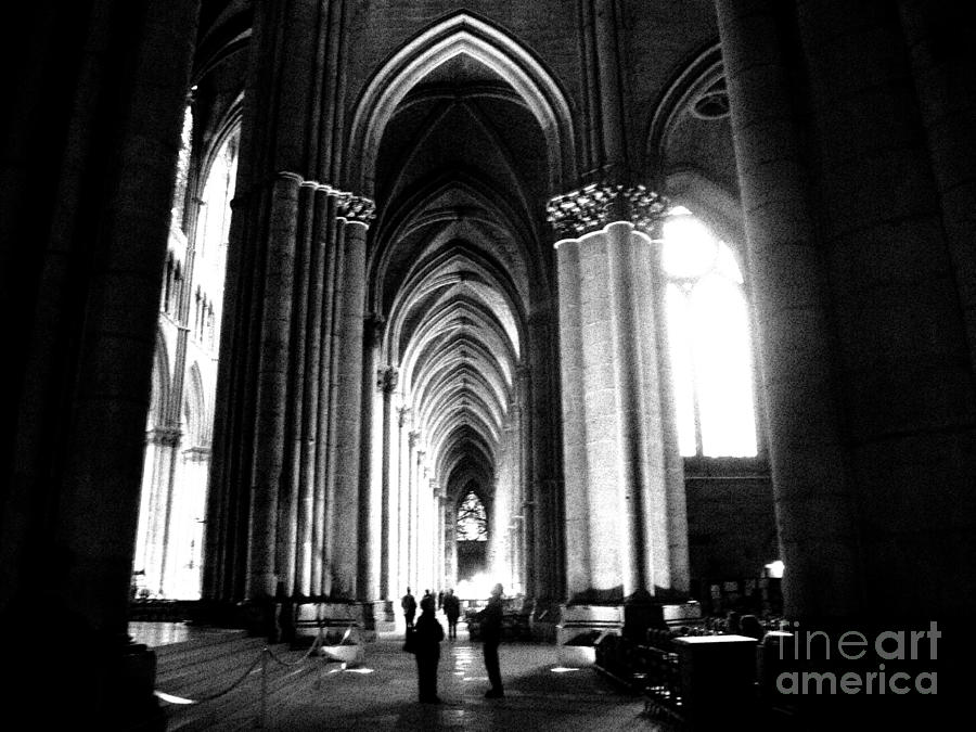 Black And White Photograph - Cathedral at Reims France #4 by Luis Moya