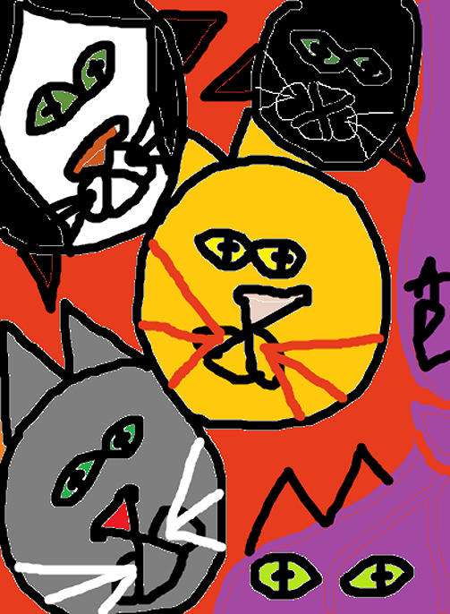 4 Cats in an Orange Room by Anita Dale Livaditis 4 Cats in an Orange Room by Anita Dale Livaditis