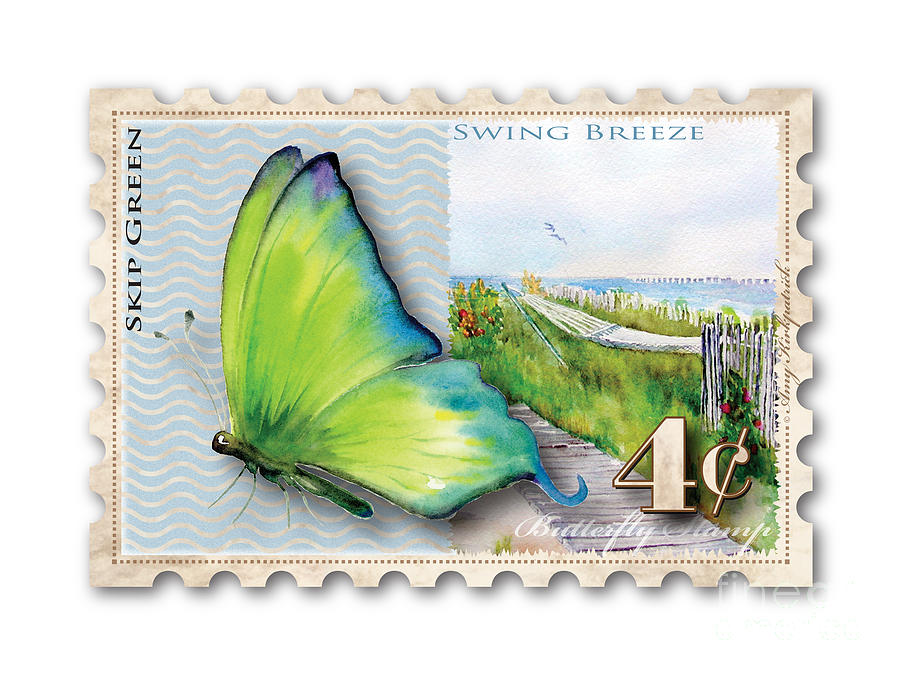 4 Cent Butterfly Stamp Painting by Amy Kirkpatrick