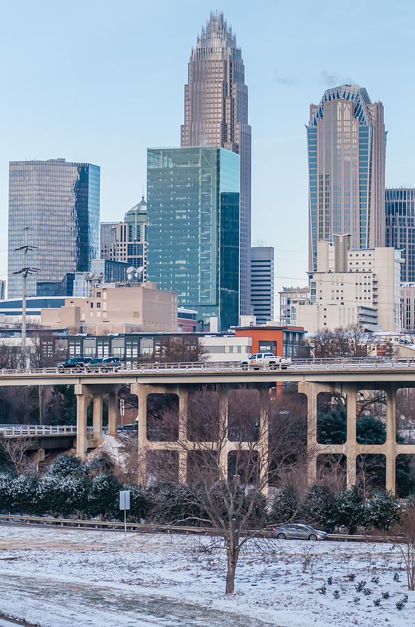 Charlotte Nc Skyline Covered In Snow In January 2014 #4 Photograph by Alex Grichenko