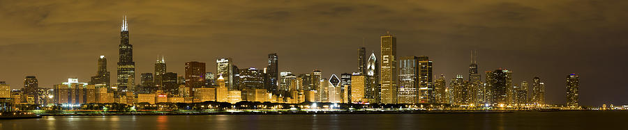 Chicago Skyline Photograph - Chicago Skyline at Night #4 by Sebastian Musial