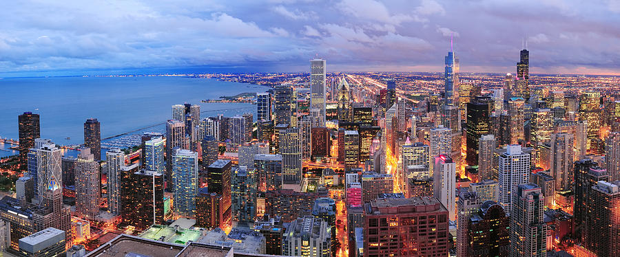 Chicago skyline panorama aerial view #4 Photograph by Songquan Deng