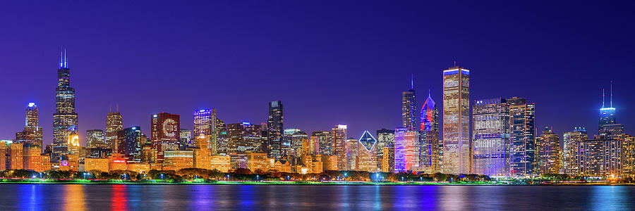 Chicago Skyline With Cubs World Series #4 Photograph by Panoramic Images