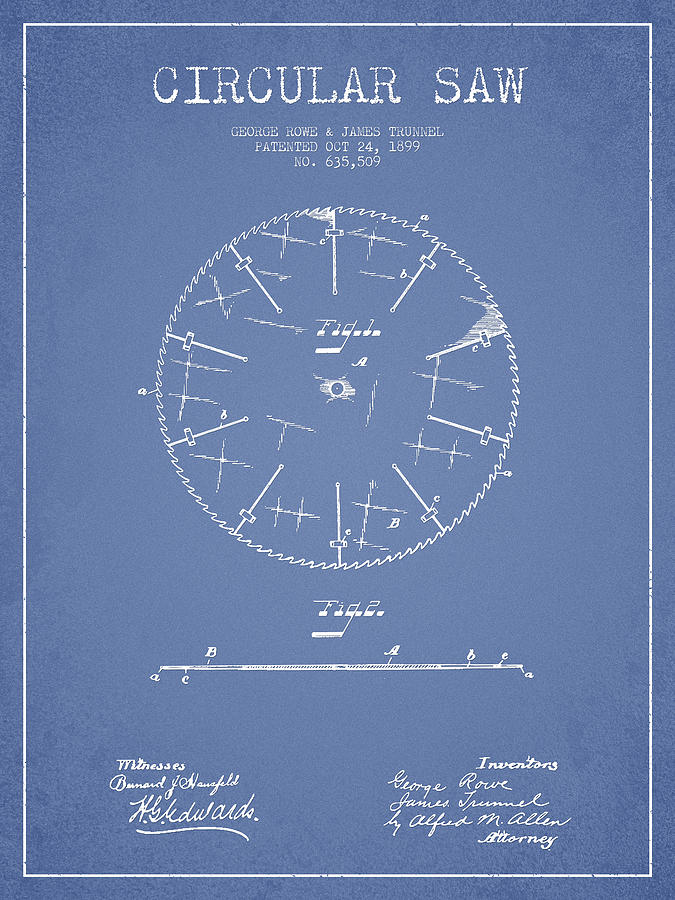 Vintage Digital Art - Circular Saw Patent Drawing from 1899 #4 by Aged Pixel