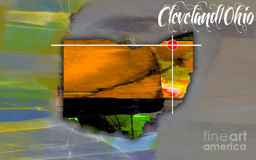 Cleveland Skyline Mixed Media - Cleveland Ohio Map Watercolor #4 by Marvin Blaine