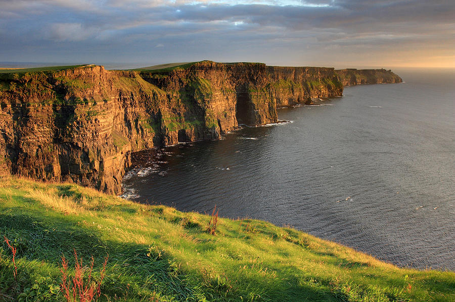 Ireland Photograph - Cliffs of Moher sunset Ireland by Pierre Leclerc Photography