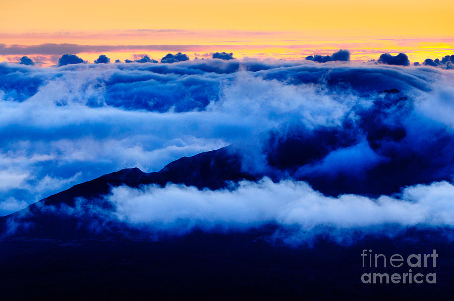 Clouds at sunrise over Haleakala Crater Maui Hawaii USA #4 Photograph by Don Landwehrle