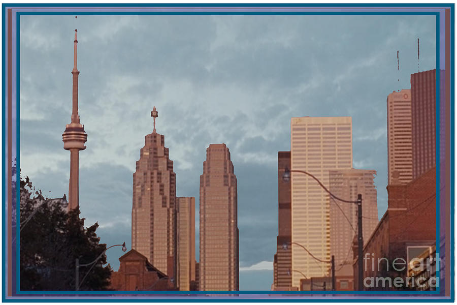 Architecture Painting - CN Tower Toronto view from Centre Island DownTown Panorama improvised with graphic artist tools pain #6 by Navin Joshi