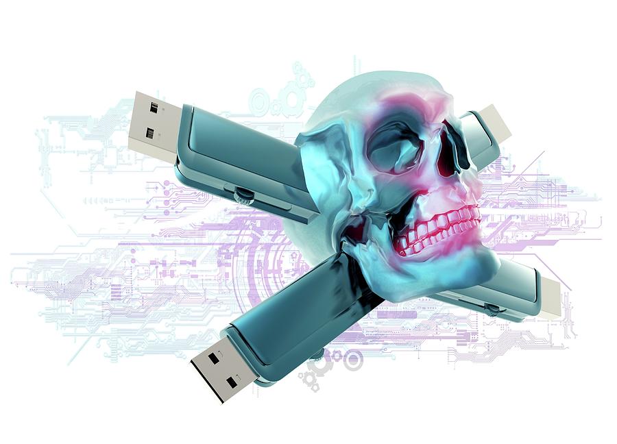 Skull Photograph - Computer Virus #4 by Victor Habbick Visions/science Photo Library