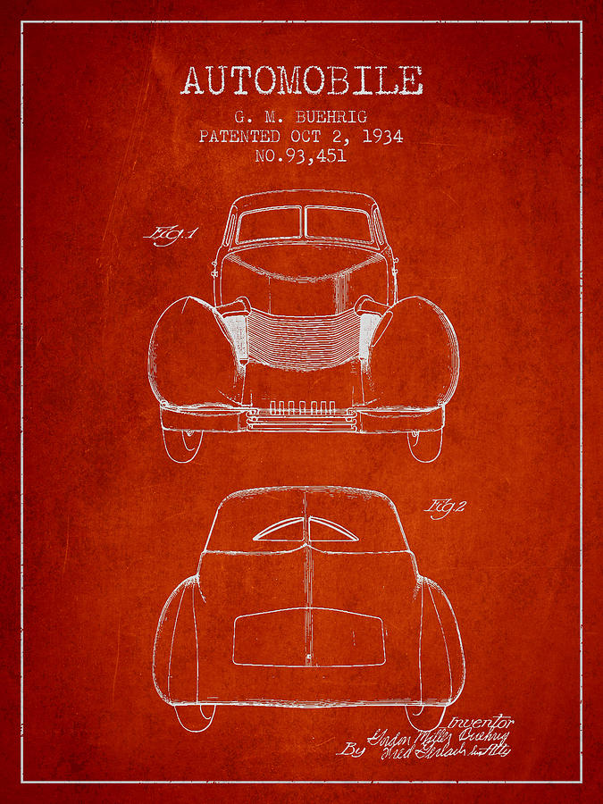Vintage Digital Art - Cord Automobile Patent from 1934 #3 by Aged Pixel
