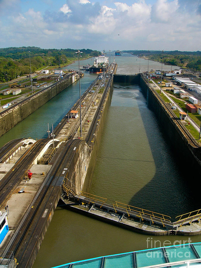 Atlantic Ocean Photograph - Cruise Ship passes through Gatun Locks Panama Canal #4 by Amy Cicconi