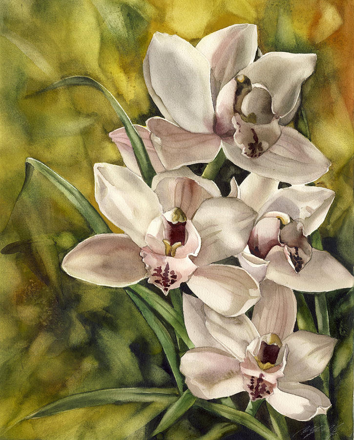 Cymbidium Orchid #4 Painting by Alfred Ng