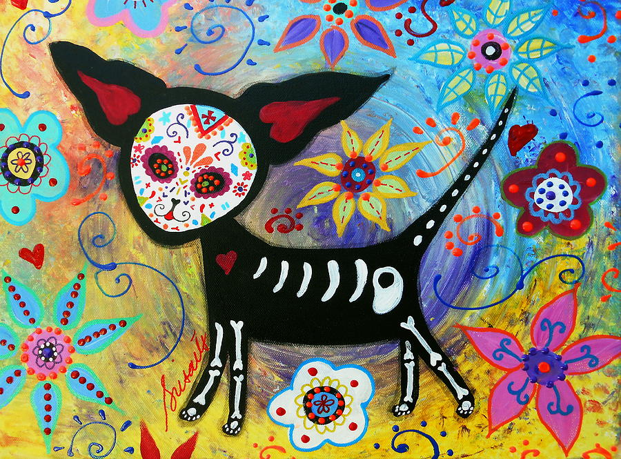 Day Of The Dead Chihuahua #4 Painting by Pristine Cartera Turkus