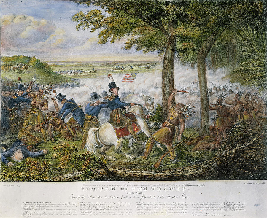 Death Of Tecumseh, 1813 #5 Drawing by Granger
