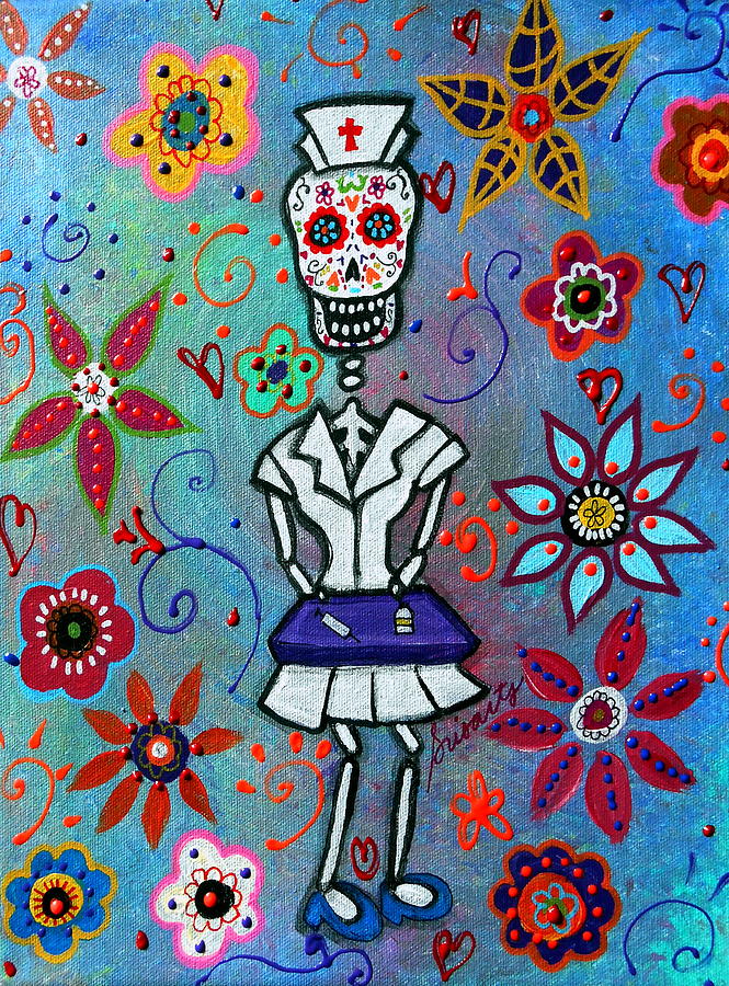 Dia De Los Muertos Nurse #4 Painting by Pristine Cartera Turkus