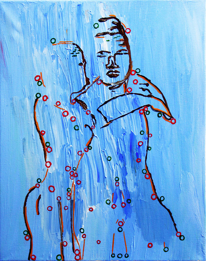 Dinka Embrace #4 Painting by Gloria Ssali