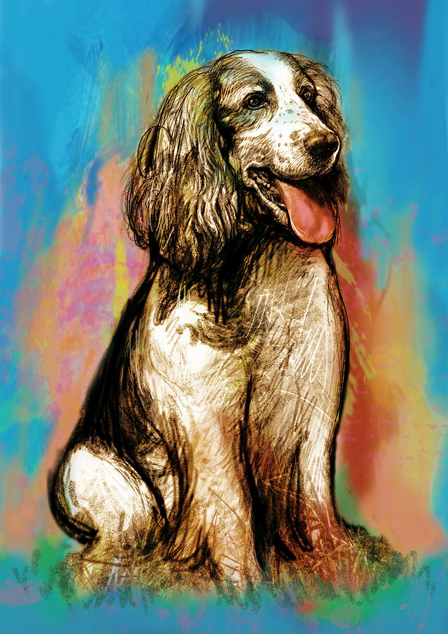 Portrait Drawing - Dog stylised pop Modern art drawing sketch portrait #4 by Kim Wang