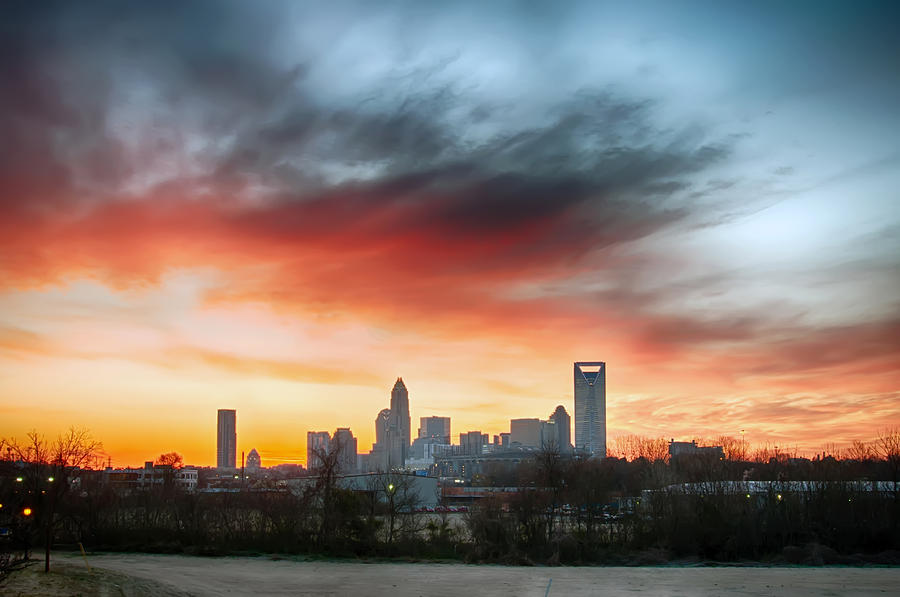 Early Morning Sunrise Over Charlotte City Skyline Downtown #4 Photograph by Alex Grichenko