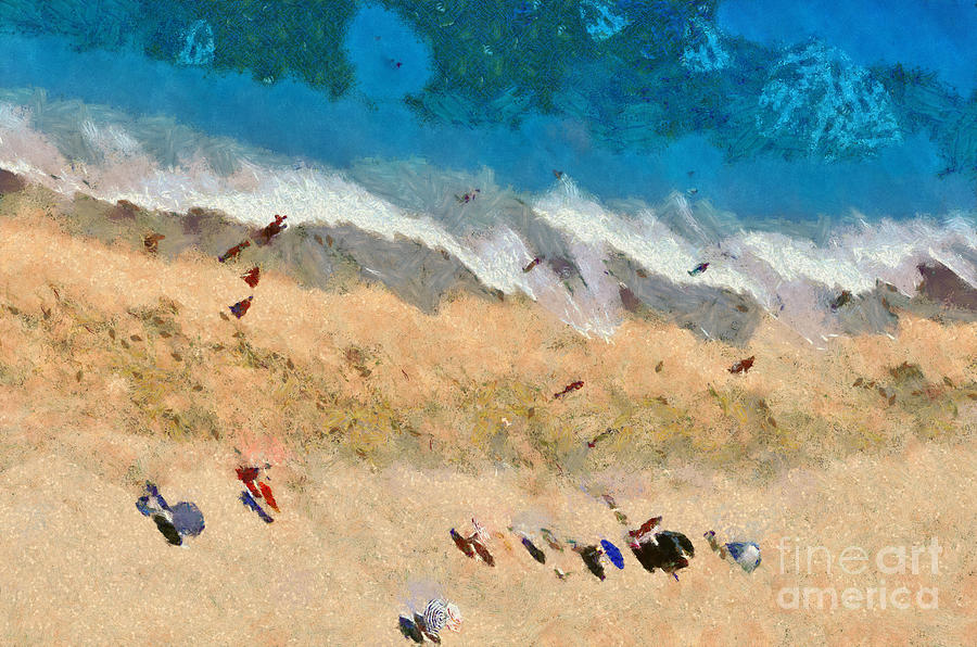 Egremni beach in Lefkada island #2 Painting by George Atsametakis