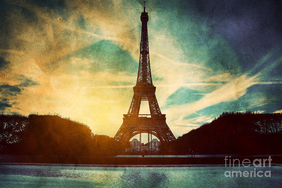 Eiffel Tower In Paris Fance In Retro Style Photograph