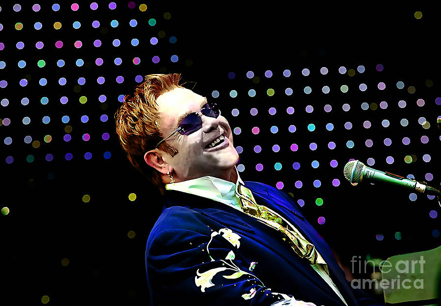 Elton John #4 Mixed Media by Marvin Blaine