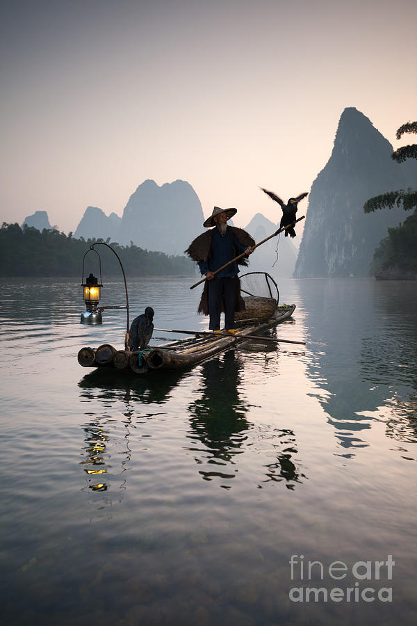 Fisherman with cormorants on the Li river near Guilin China #3 Photograph by Matteo Colombo