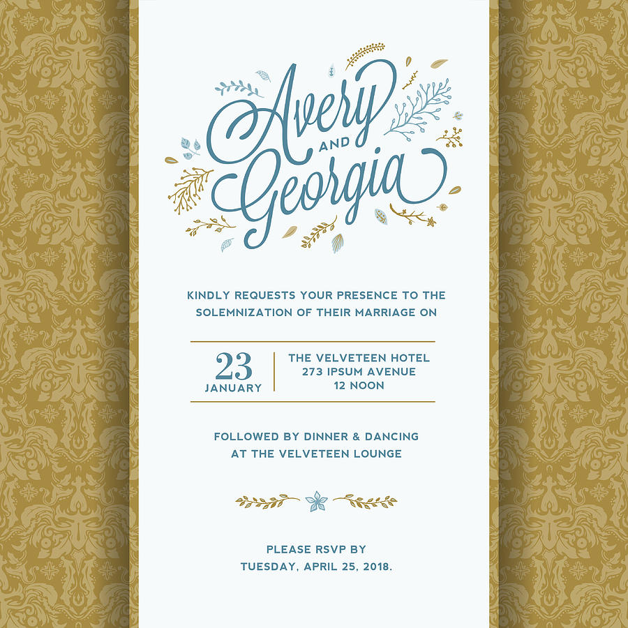 Floral Wedding Invitation Template #4 Drawing by DavidGoh Floral Wedding Invitation Template #4 Drawing by DavidGoh