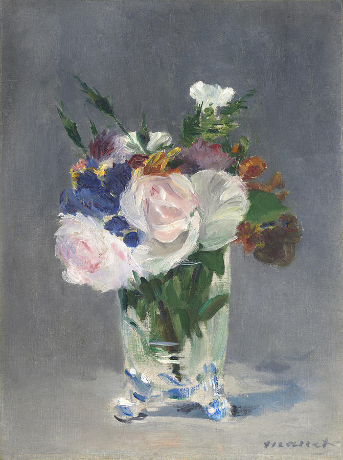 Edouard Manet Painting - Flowers In A Crystal Vase #4 by Celestial Images