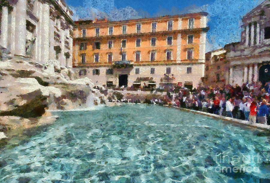 Fontana di Trevi in Rome #9 Painting by George Atsametakis