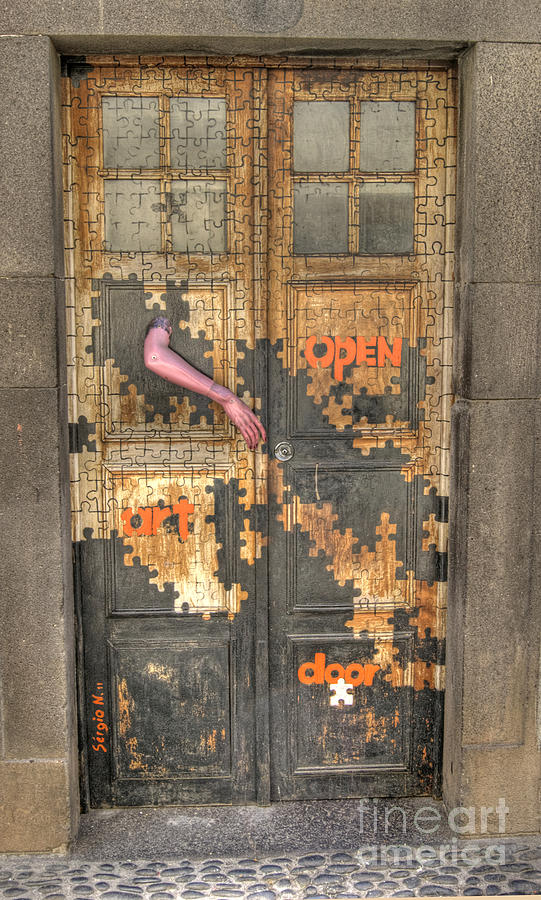 Funchal Door Art Puzzle Photograph by David Birchall