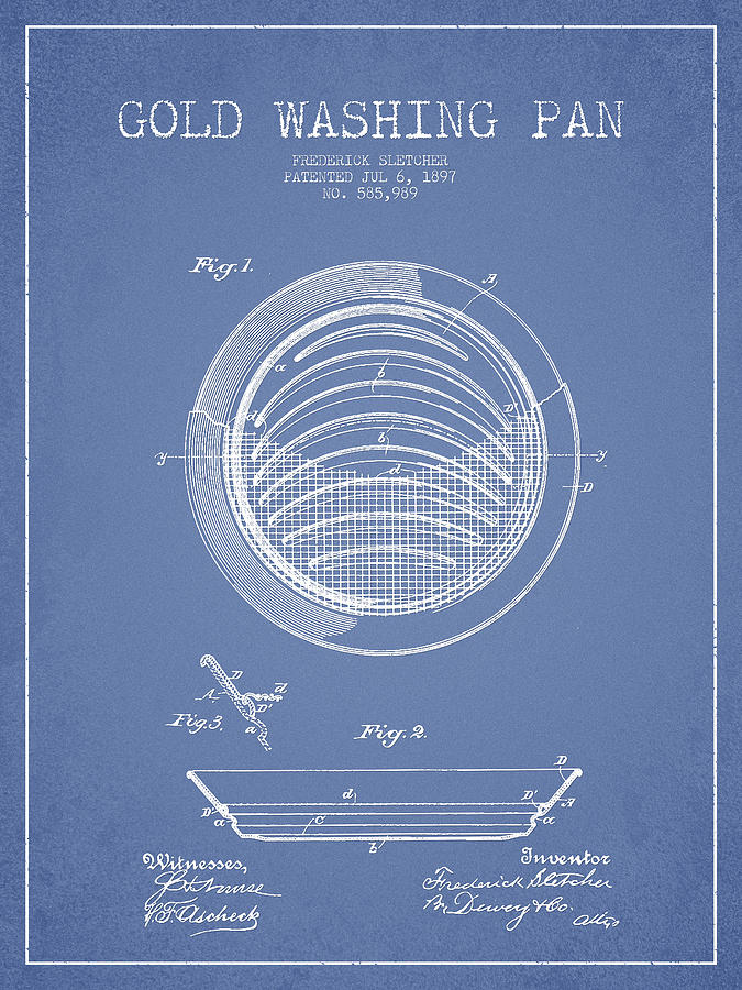 Vintage Digital Art - Gold Washing Pan Patent Drawing from 1897 #4 by Aged Pixel
