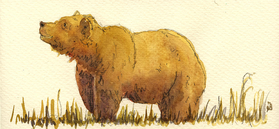 Wildlife Painting - Grizzly bear #4 by Juan  Bosco