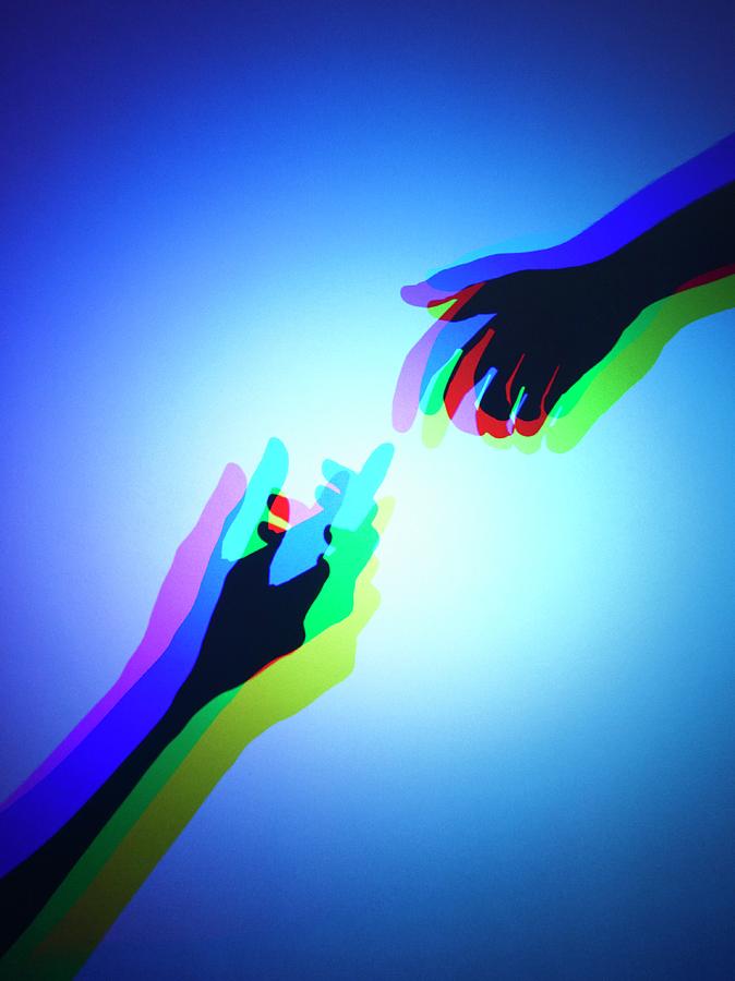 Hands With Colour Mixing #4 Photograph by Science Photo Library