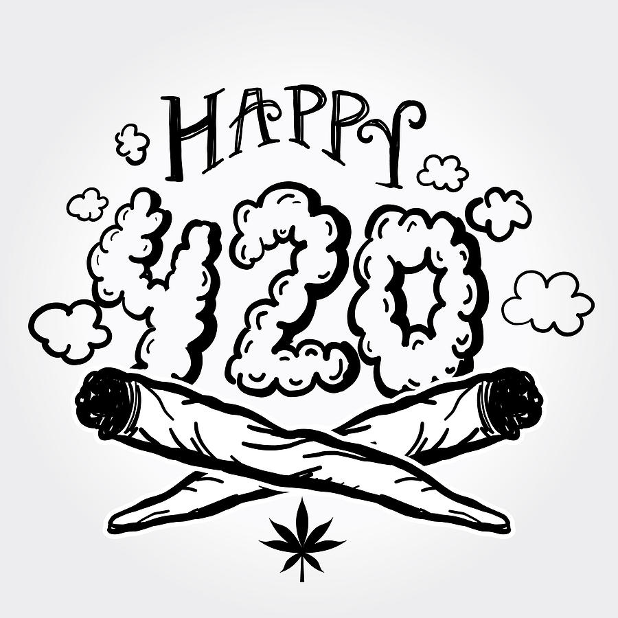 Happy 420 Marijuana Greeting design template with hand drawn elements #4 Drawing by JDawnInk