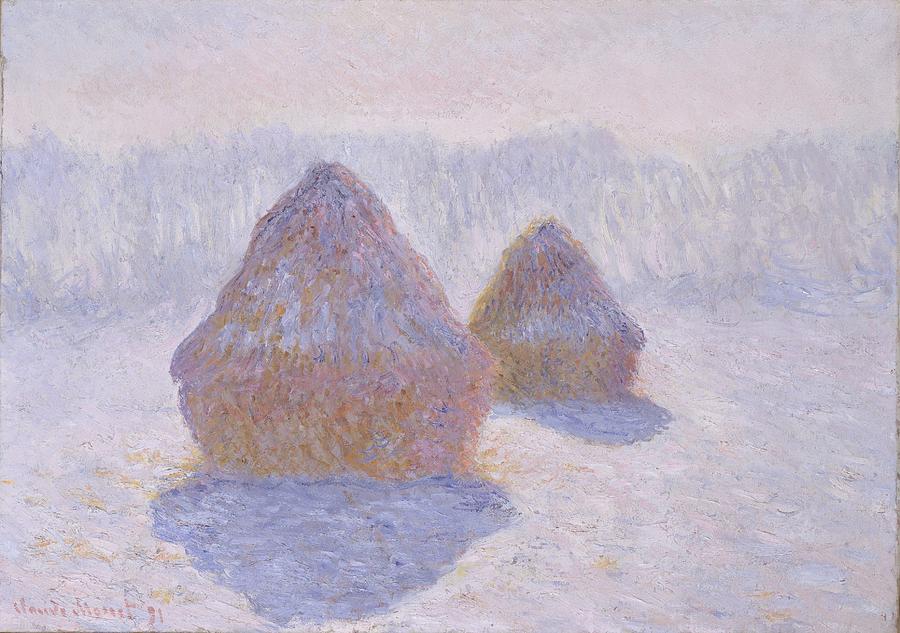 Haystacks #4 Painting by Claude Monet